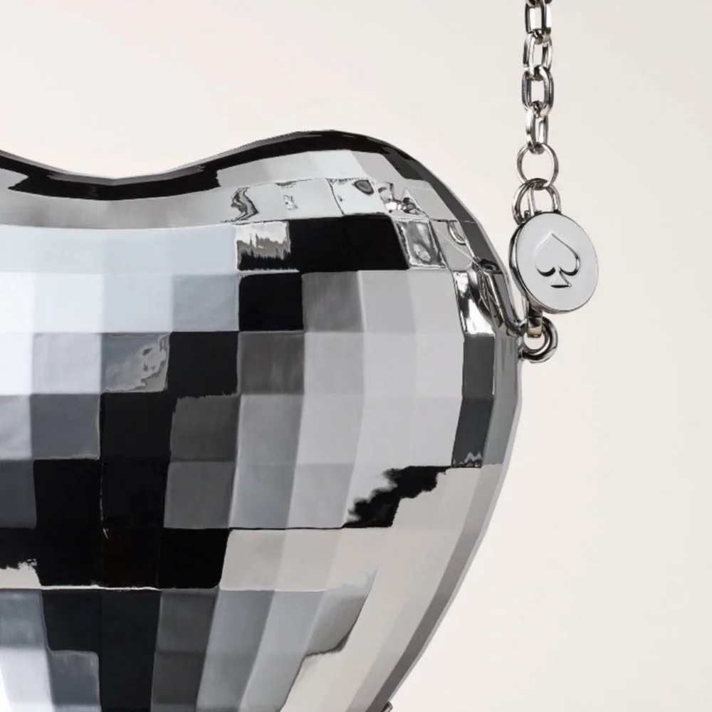 Kate Spade X Target Silver Reflective Disco Heart Crossbody Bag